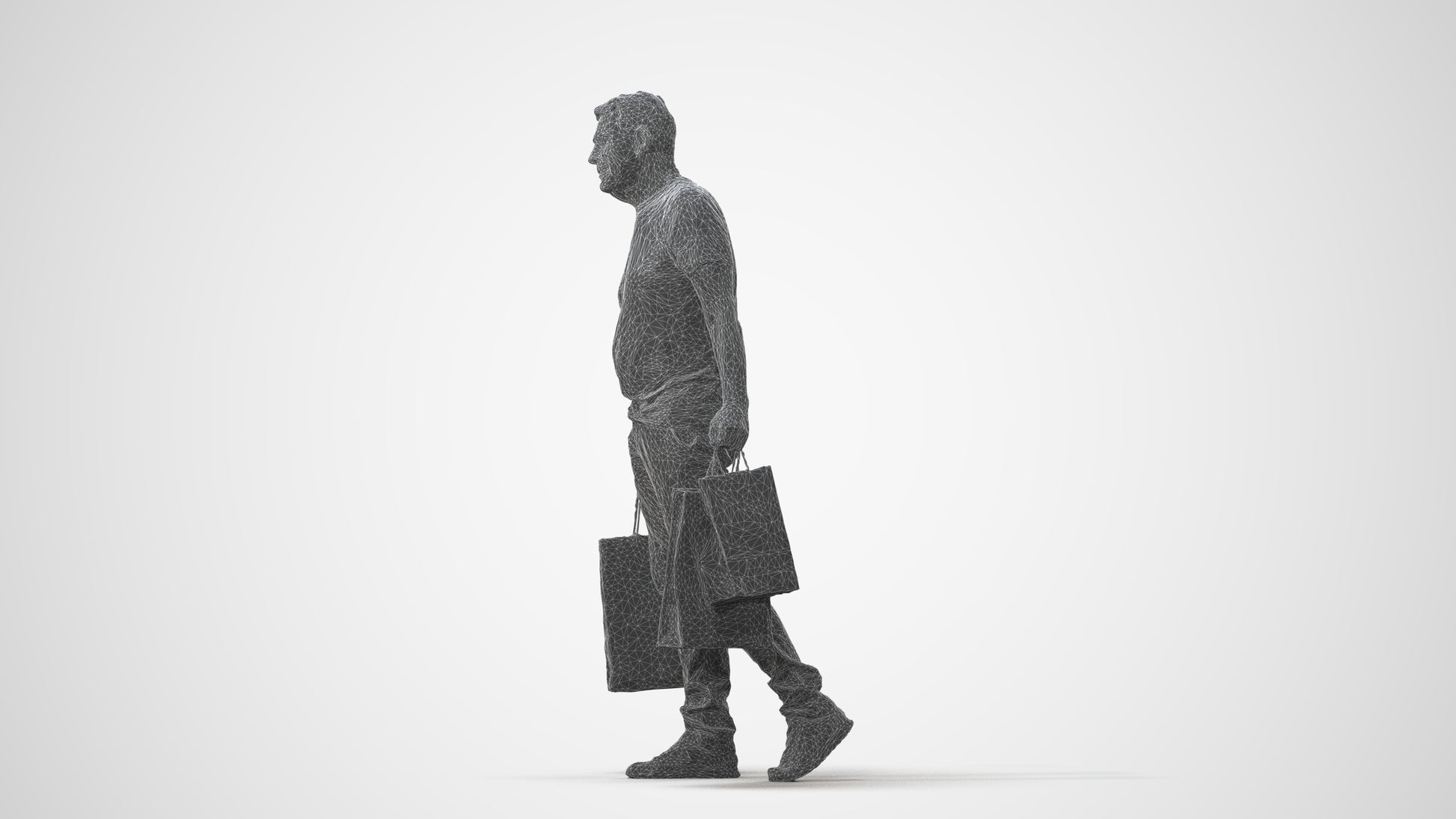 photogrammetry 3D senior man casual shopping, realistic human model archviz FBX, square thumbnail