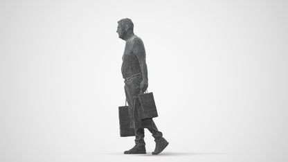 photogrammetry 3D senior man casual shopping, realistic human model archviz FBX, square thumbnail
