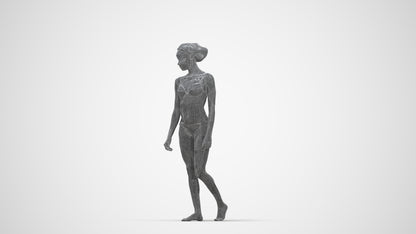 scanned 3D woman pool, photogrammetry people for Enscape and V-Ray, wireframe back view
