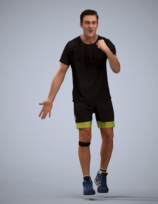 3D human model man sport, photogrammetry scanned person for archviz