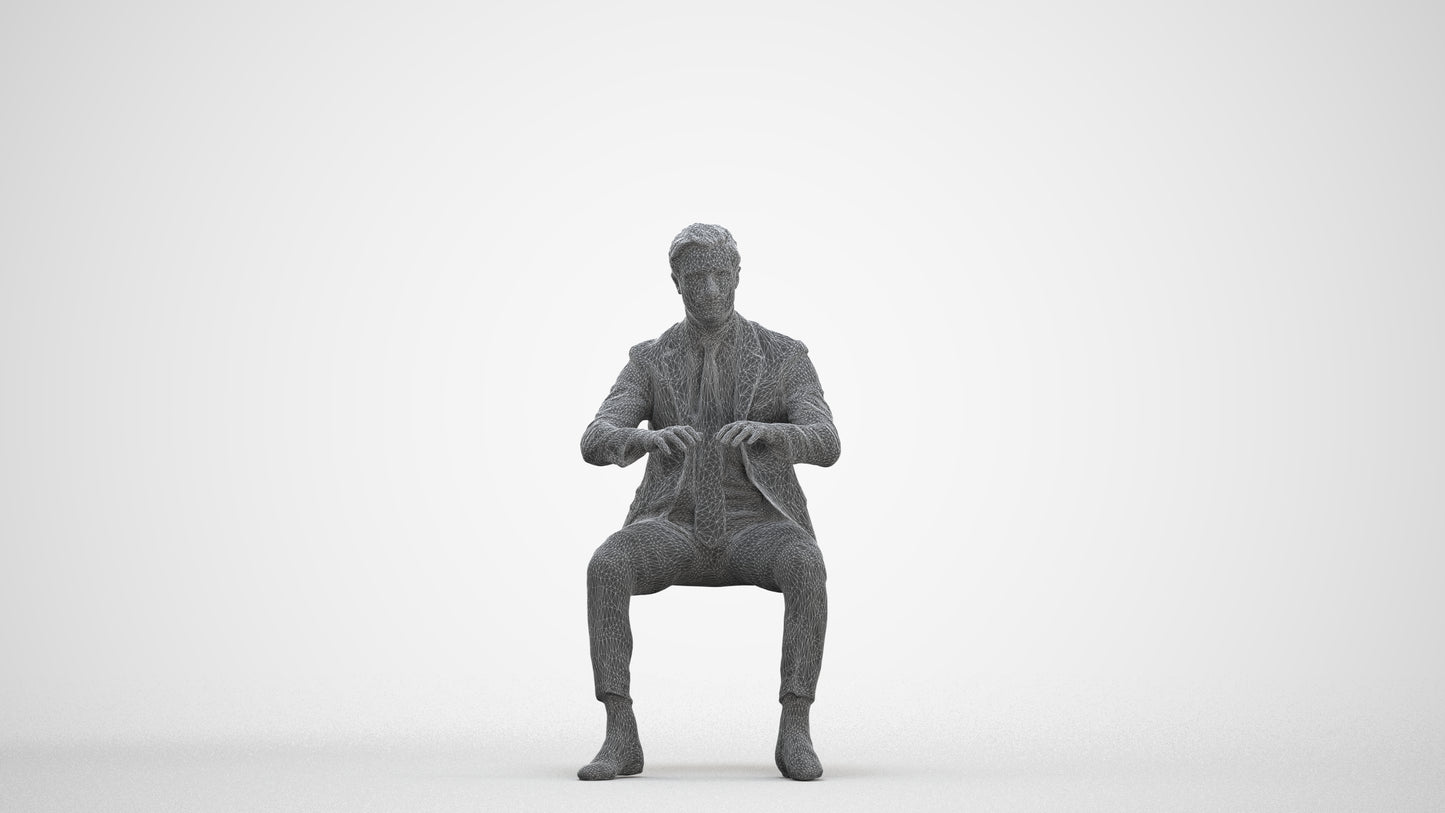 3D scanned man business, photorealistic archviz people for Enscape and SketchUp, three-quarter front view render