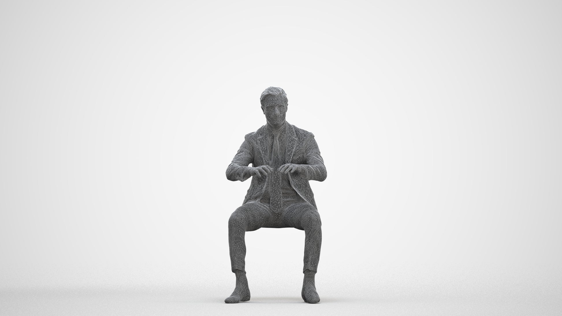 3D scanned man business, photorealistic archviz people for Enscape and SketchUp, three-quarter front view render