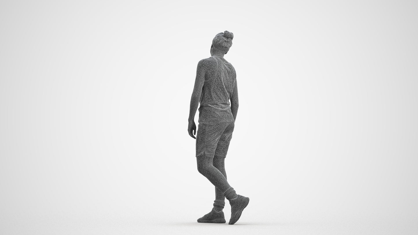 realistic 3D human woman sport, archviz people FBX OBJ for Blender, wireframe front view