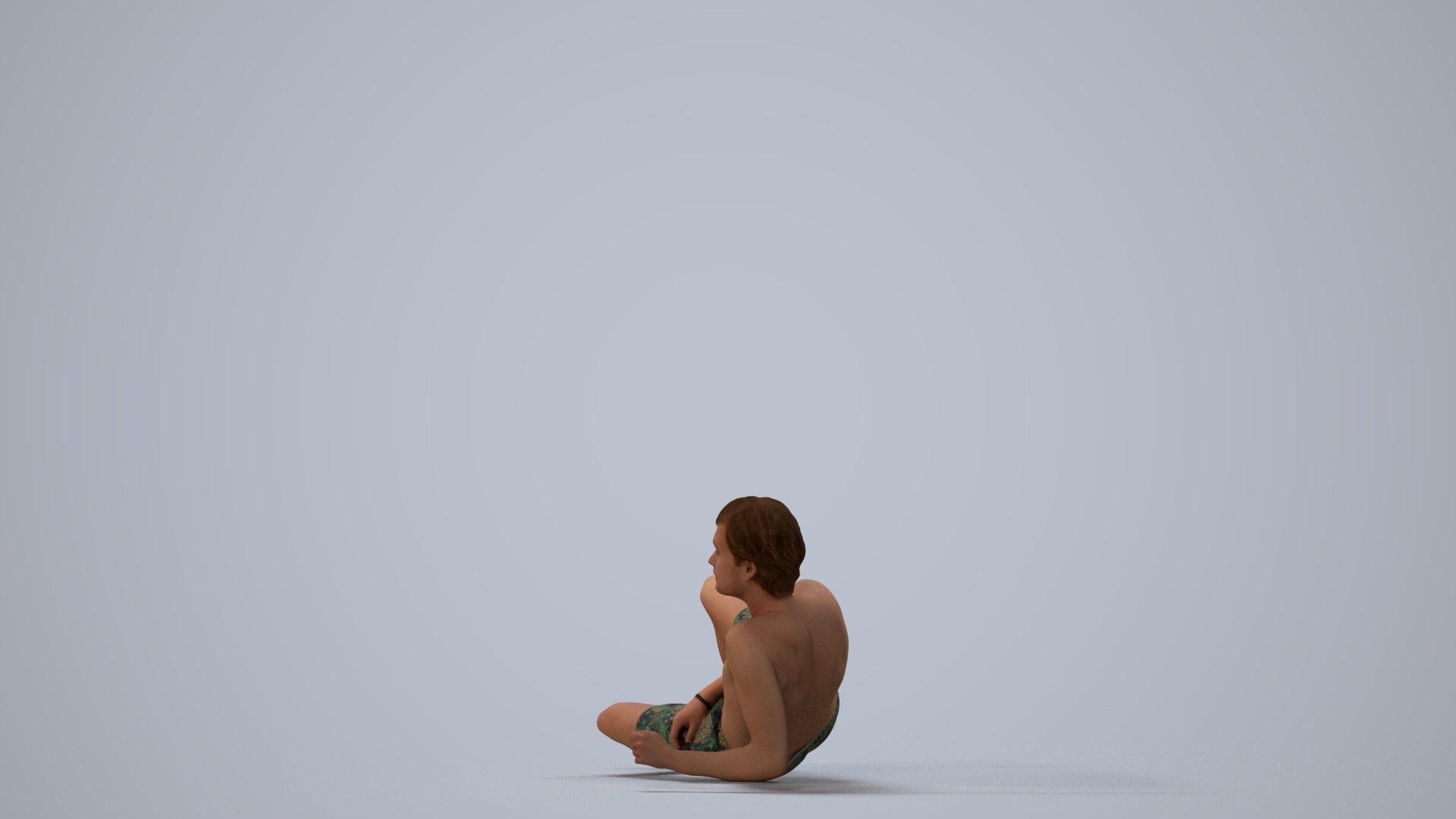 photogrammetry 3D man pool, realistic human model archviz FBX, three-quarter view render