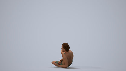 photogrammetry 3D man pool, realistic human model archviz FBX, three-quarter view render