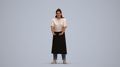 scanned 3D woman hospitality, photogrammetry people for Enscape and V-Ray, standing pose render