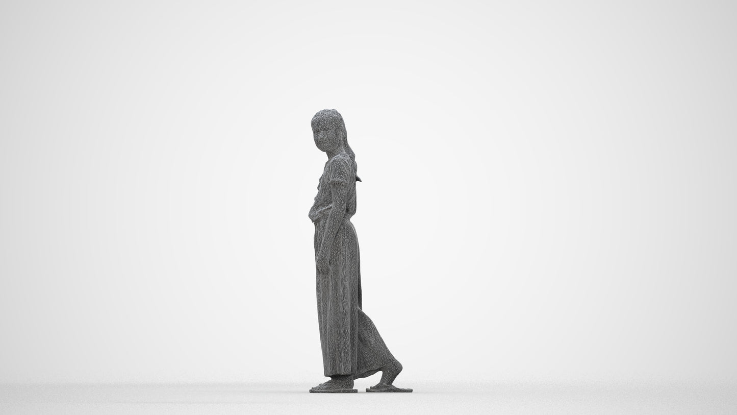 3D people model girl casual kids, scanned human for 3ds Max rendering, wireframe back view