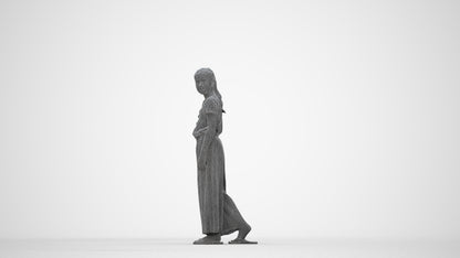 3D people model girl casual kids, scanned human for 3ds Max rendering, wireframe back view