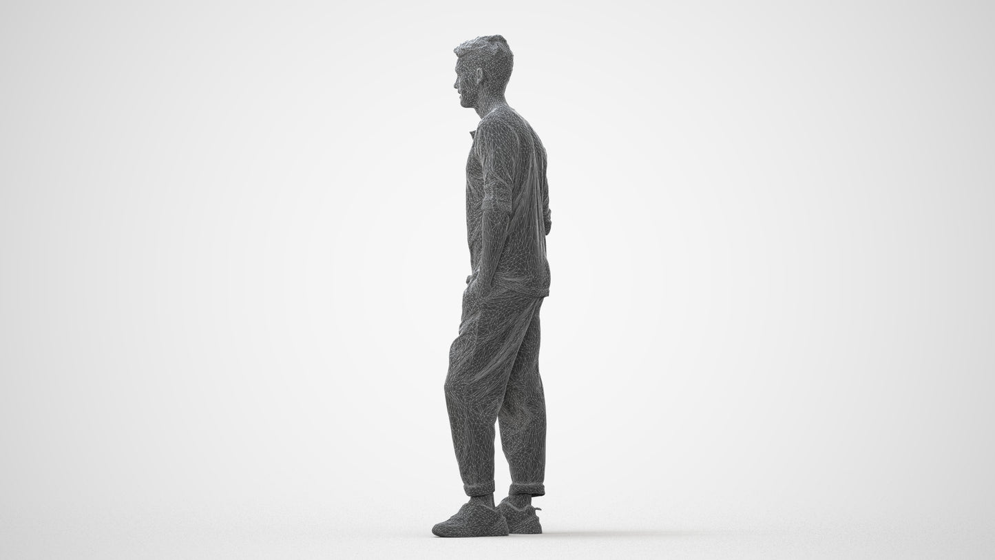 realistic 3D people man casual standing, render-ready for V-Ray and Corona, FBX OBJ, square thumbnail