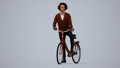 scanned 3D man business cycling, photogrammetry people for Enscape and V-Ray, top-down view render