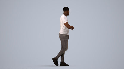 scanned 3D man casual standing, photogrammetry people for Enscape and V-Ray, side view render