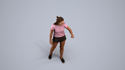photogrammetry 3D girl casual door, realistic human model archviz FBX, back view render