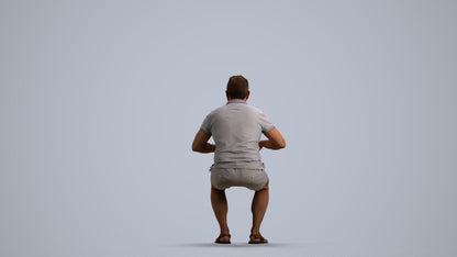 3D scanned man sitting casual, photorealistic archviz people for Enscape and SketchUp, front view render
