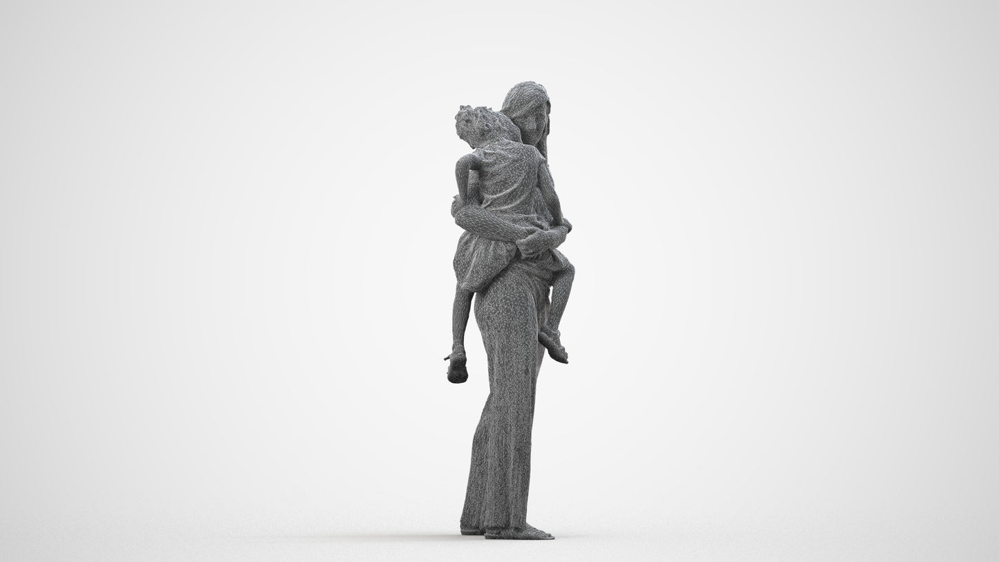 realistic 3D human girl casual kids, archviz people FBX OBJ for Blender, wireframe side view