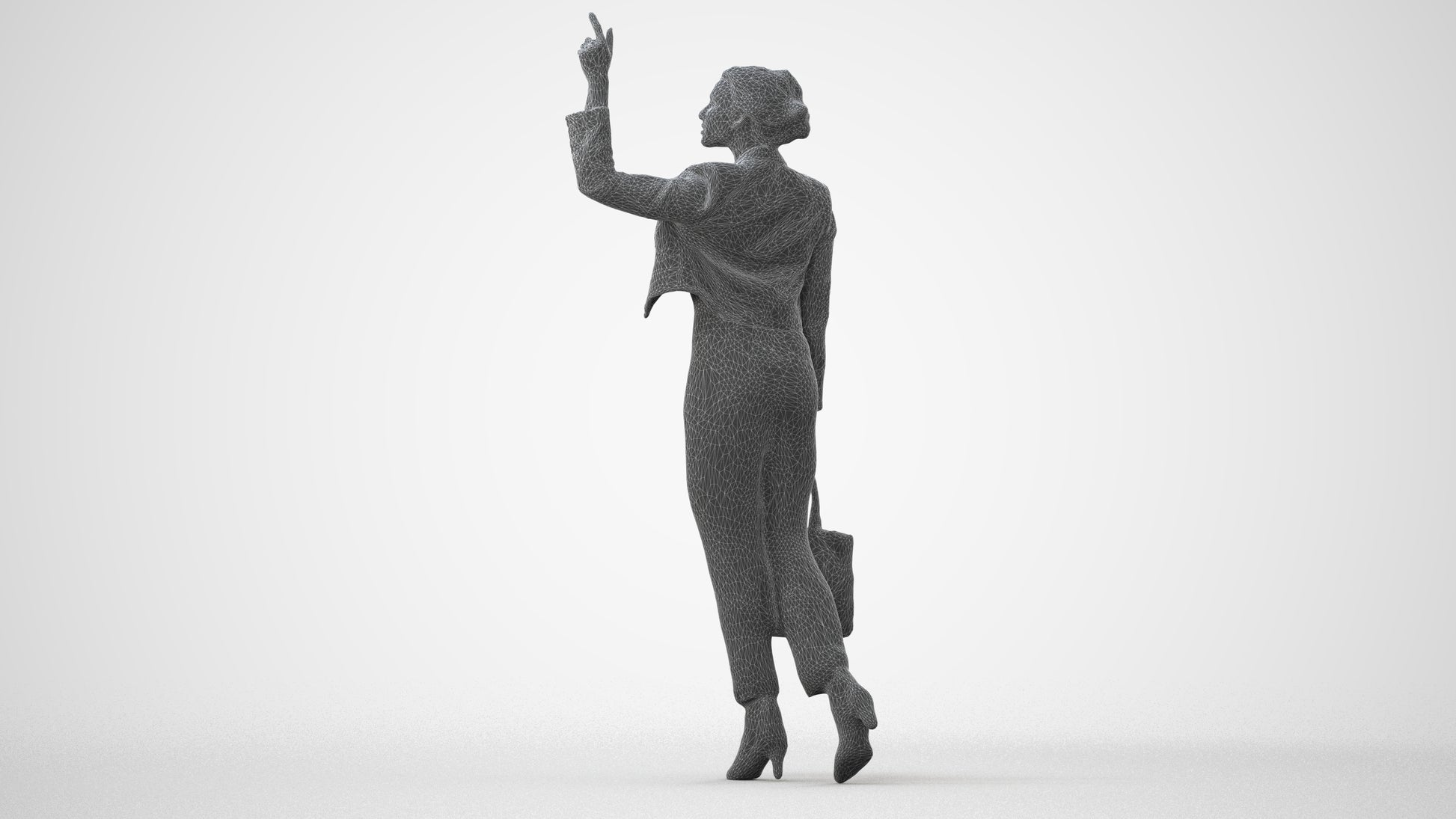 photogrammetry 3D woman business walking, realistic human model archviz FBX, square thumbnail