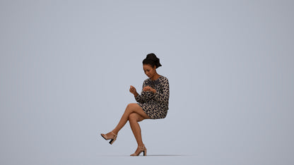 realistic 3D people woman casual sitting, render-ready for V-Ray and Corona, FBX OBJ, top-down view render