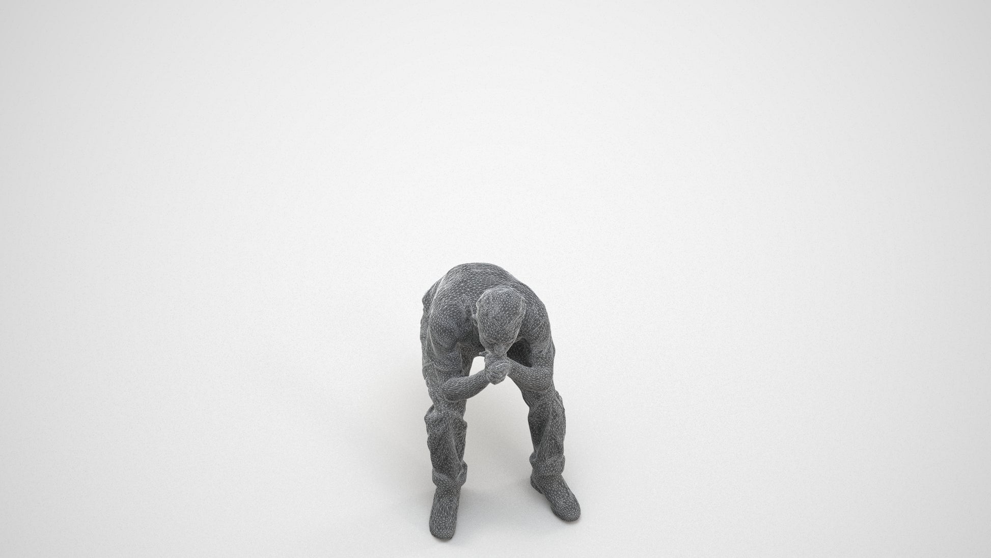realistic 3D man casual sitting, scanned archviz people for Blender and 3ds Max, wireframe three-quarter view