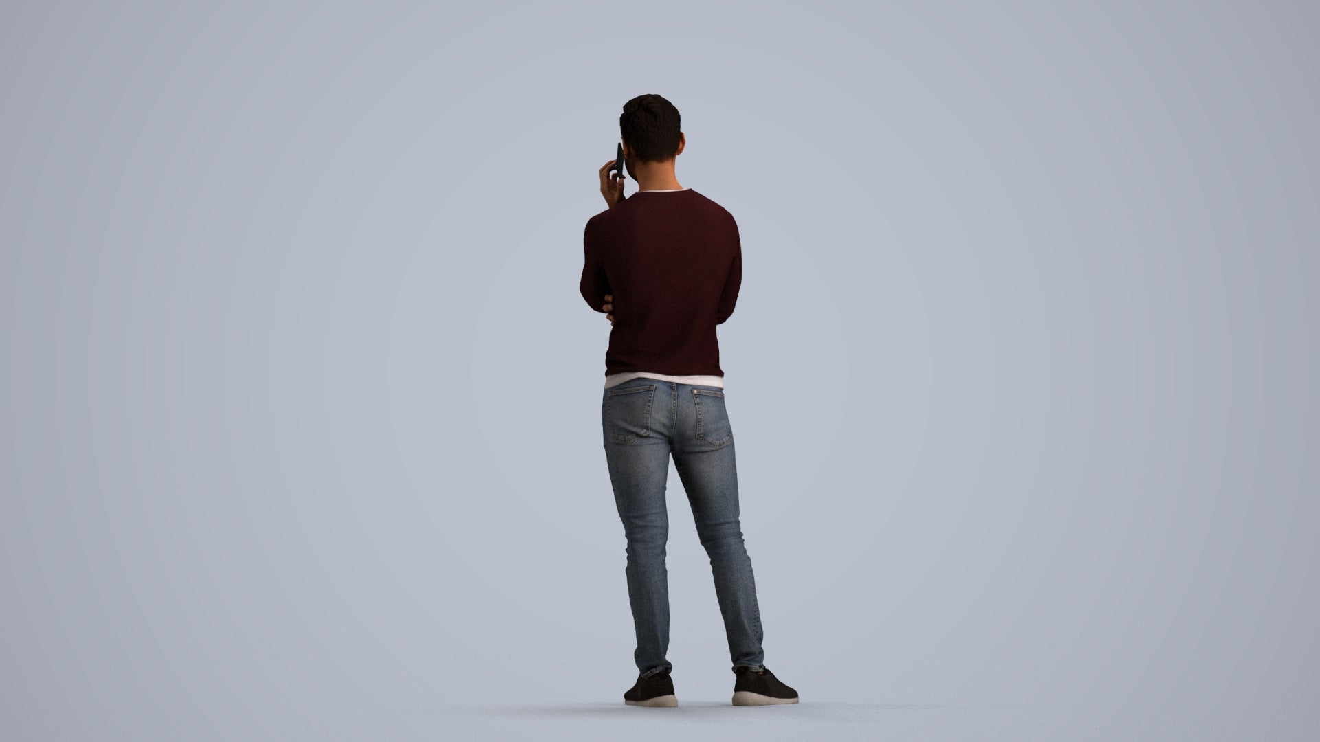 3D human model man casual standing, photogrammetry scanned person for archviz, front view render