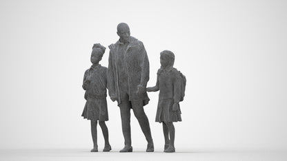 photogrammetry 3D girl kids, realistic human model archviz FBX, wireframe back view