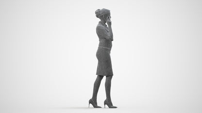 3D people model woman hospitality, scanned human for 3ds Max rendering, wireframe side view