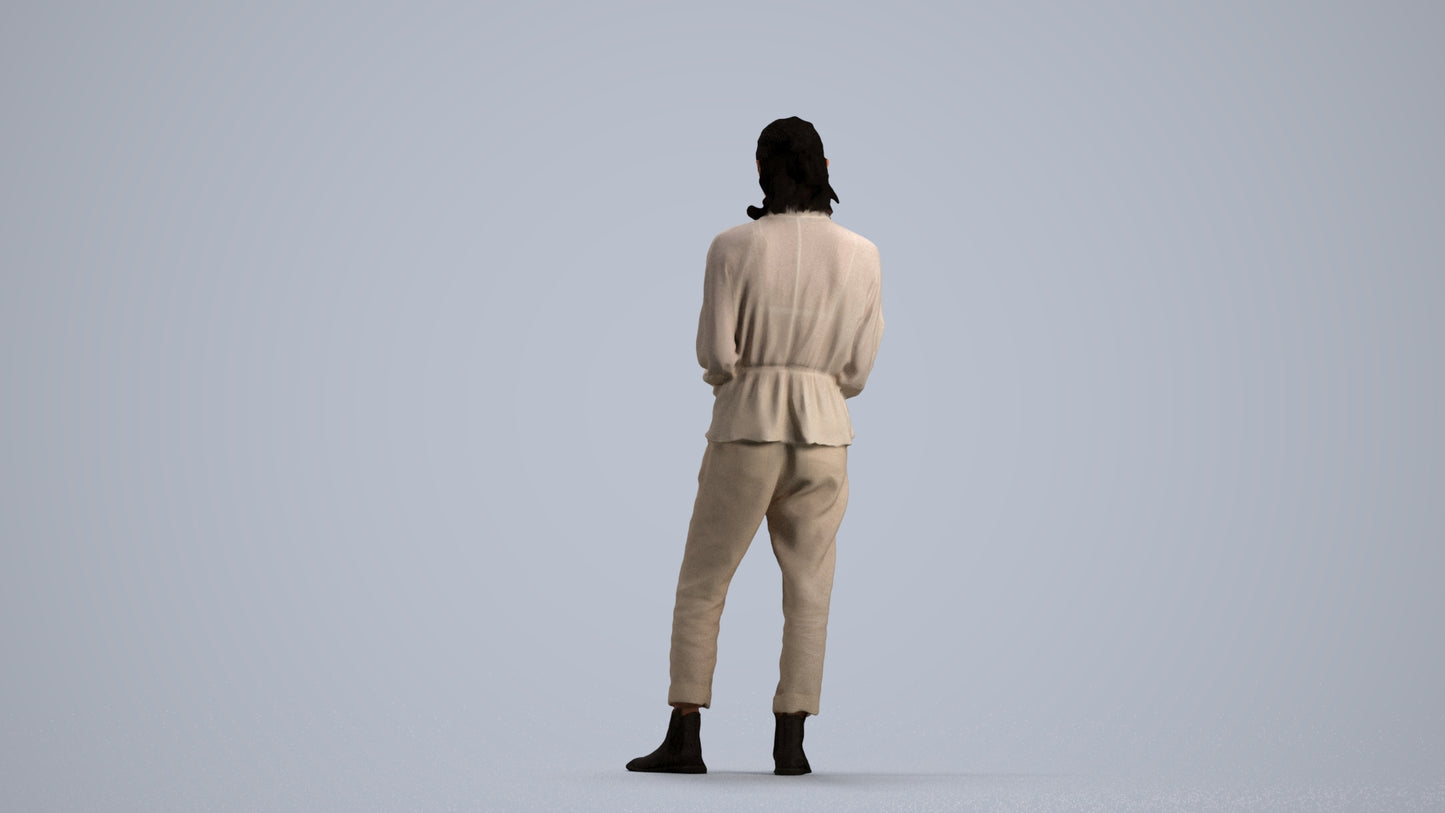 realistic 3D woman casual standing, scanned archviz people for Blender and 3ds Max, front view render