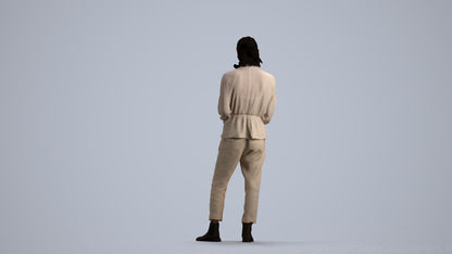 realistic 3D woman casual standing, scanned archviz people for Blender and 3ds Max, front view render