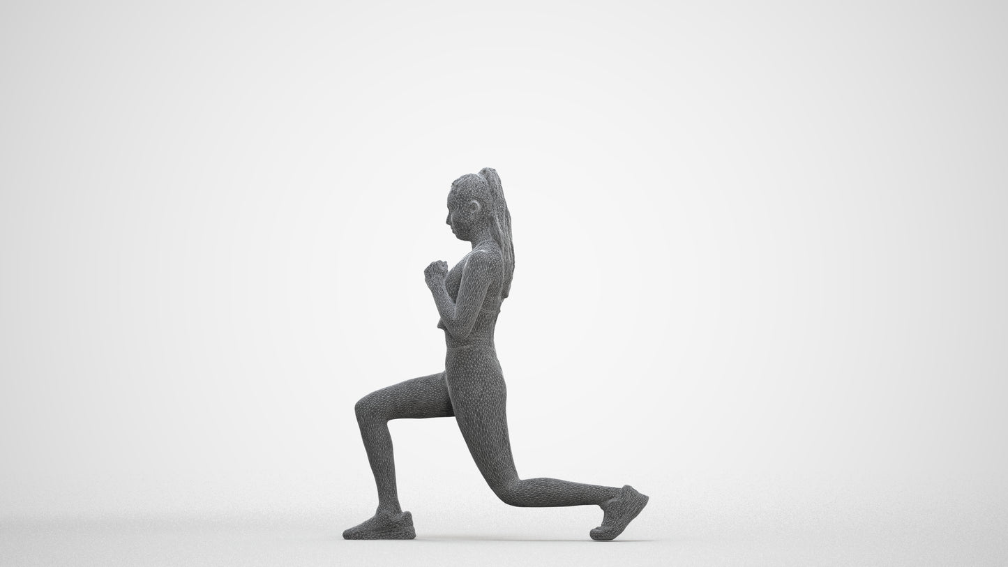 scanned 3D woman sport, photogrammetry people for Enscape and V-Ray, three-quarter front view render