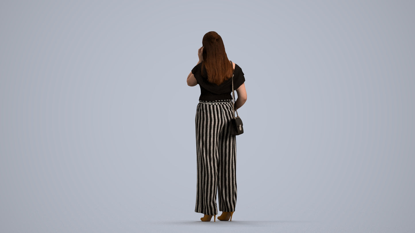 realistic 3D people woman casual standing, render-ready for V-Ray and Corona, FBX OBJ, front view render