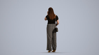 realistic 3D people woman casual standing, render-ready for V-Ray and Corona, FBX OBJ, front view render