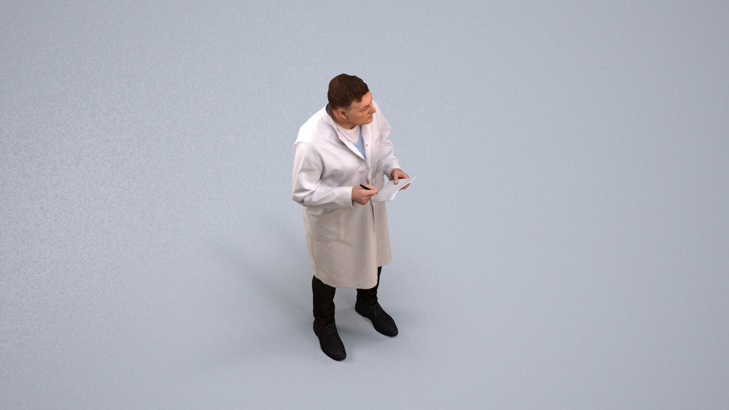 realistic 3D people man medical, render-ready for V-Ray and Corona, FBX OBJ, back view render