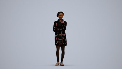 realistic 3D woman casual standing, scanned archviz people for Blender and 3ds Max, standing pose render