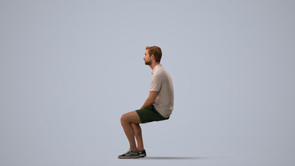 realistic 3D people man casual sitting, render-ready for V-Ray and Corona, FBX OBJ, three-quarter view render