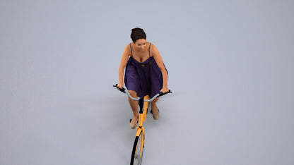 realistic 3D human woman formal cycling, archviz people FBX OBJ for Blender, back view render