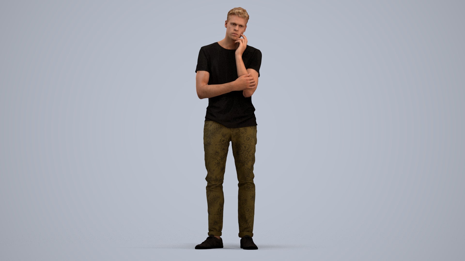 photogrammetry 3D man casual standing, realistic human model archviz FBX, standing pose render