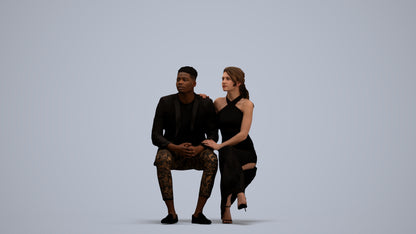 3D people model woman formal couple, scanned human for 3ds Max rendering, standing pose render