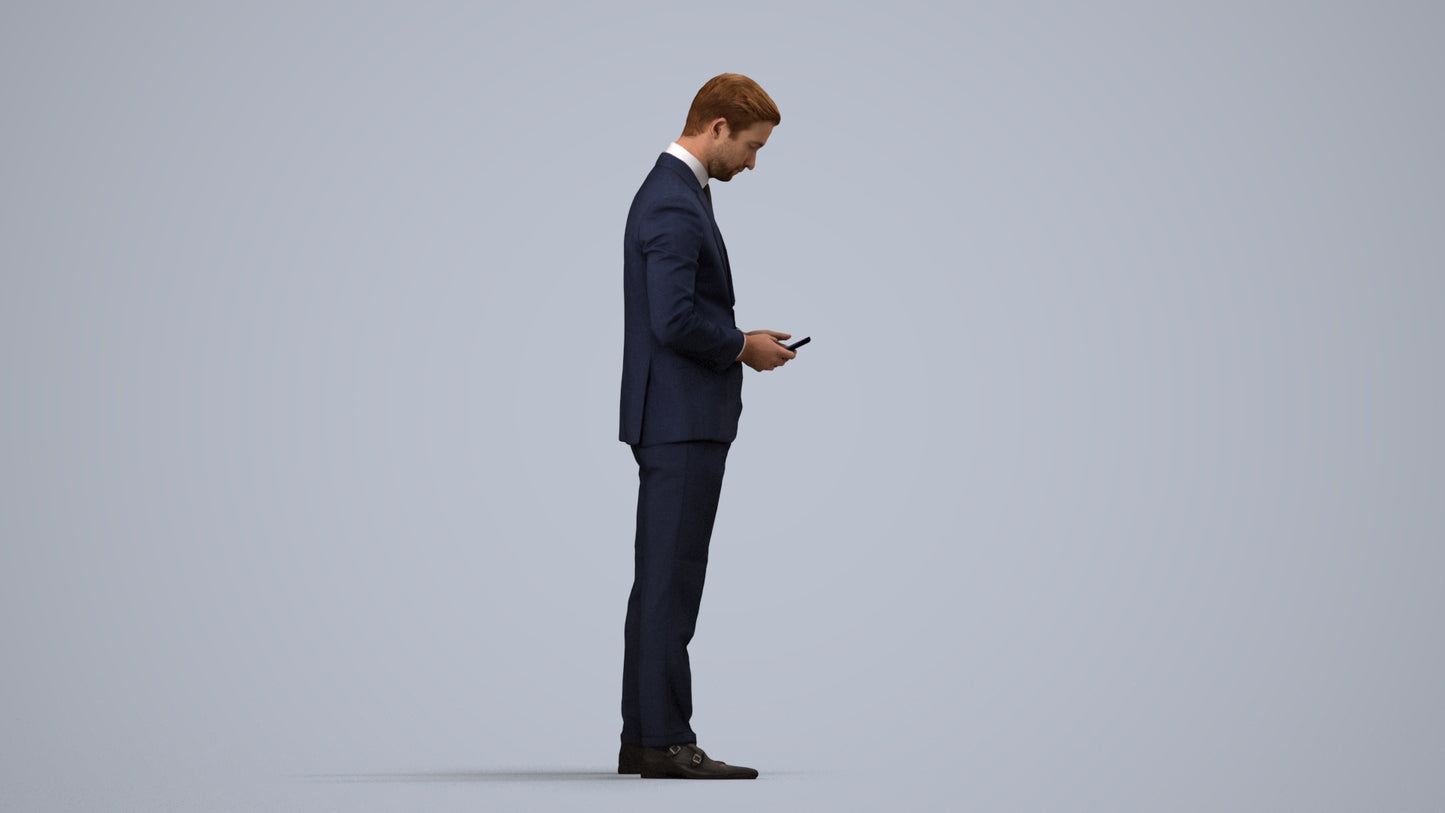 scanned 3D man business, photogrammetry people for Enscape and V-Ray, side view render