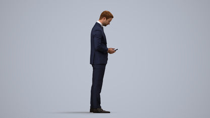 scanned 3D man business, photogrammetry people for Enscape and V-Ray, side view render