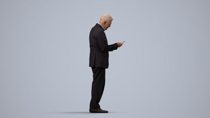 3D scanned senior man business, photorealistic archviz people for Enscape and SketchUp, side view render