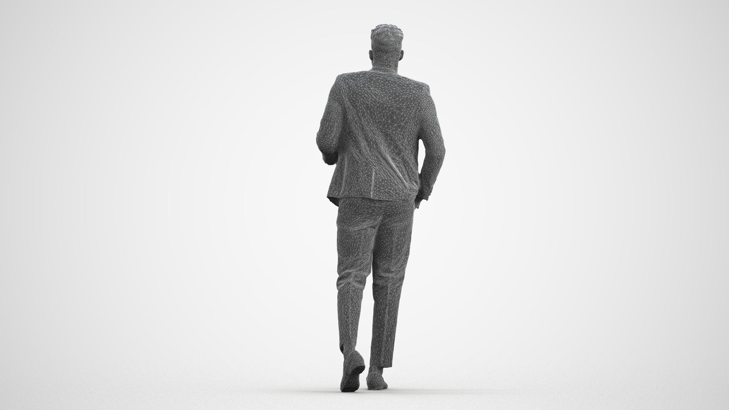 scanned 3D man formal formalaffairs, photogrammetry people for Enscape and V-Ray, wireframe front view