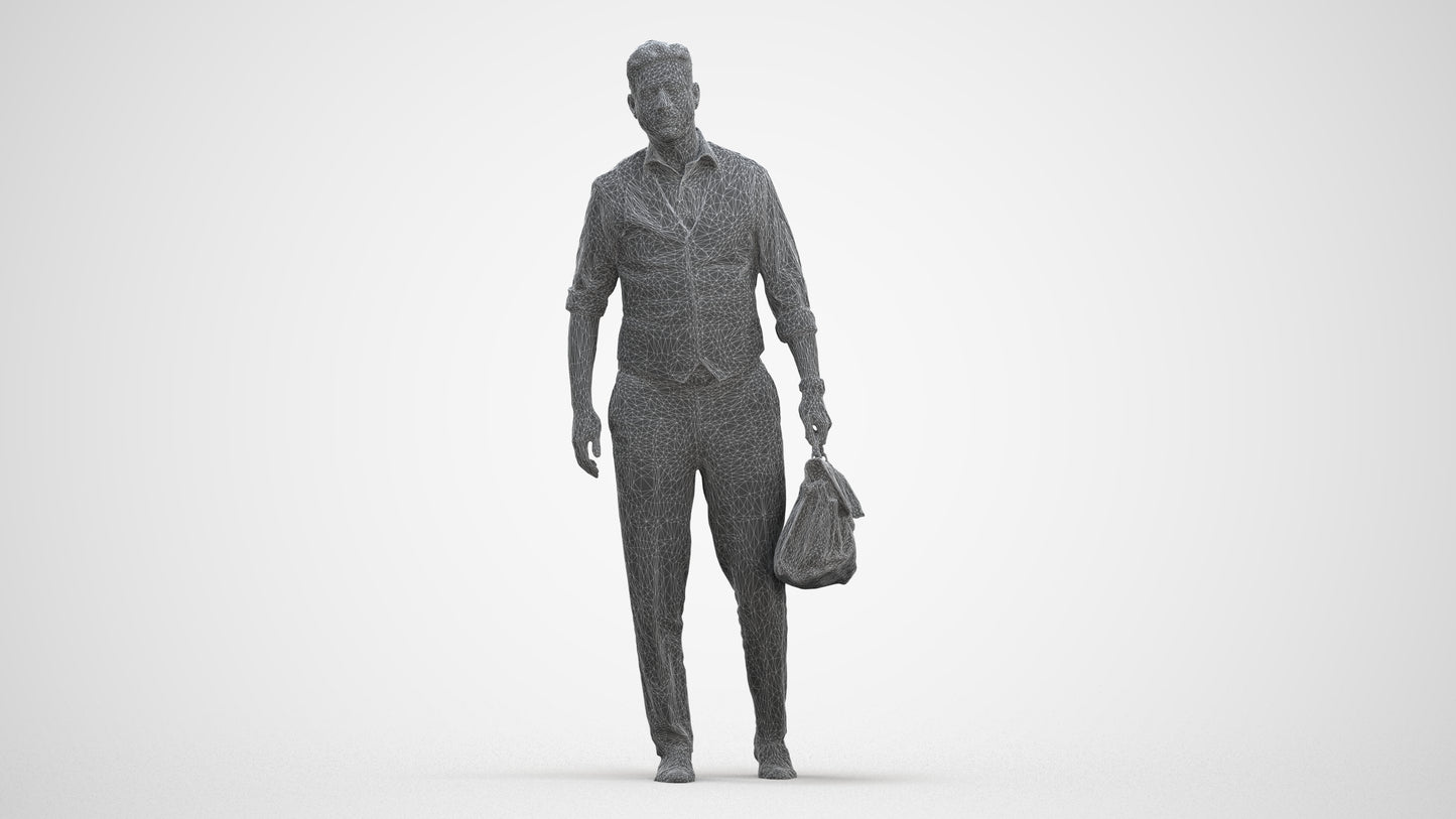 realistic 3D people man business walking, render-ready for V-Ray and Corona, FBX OBJ, three-quarter front view render