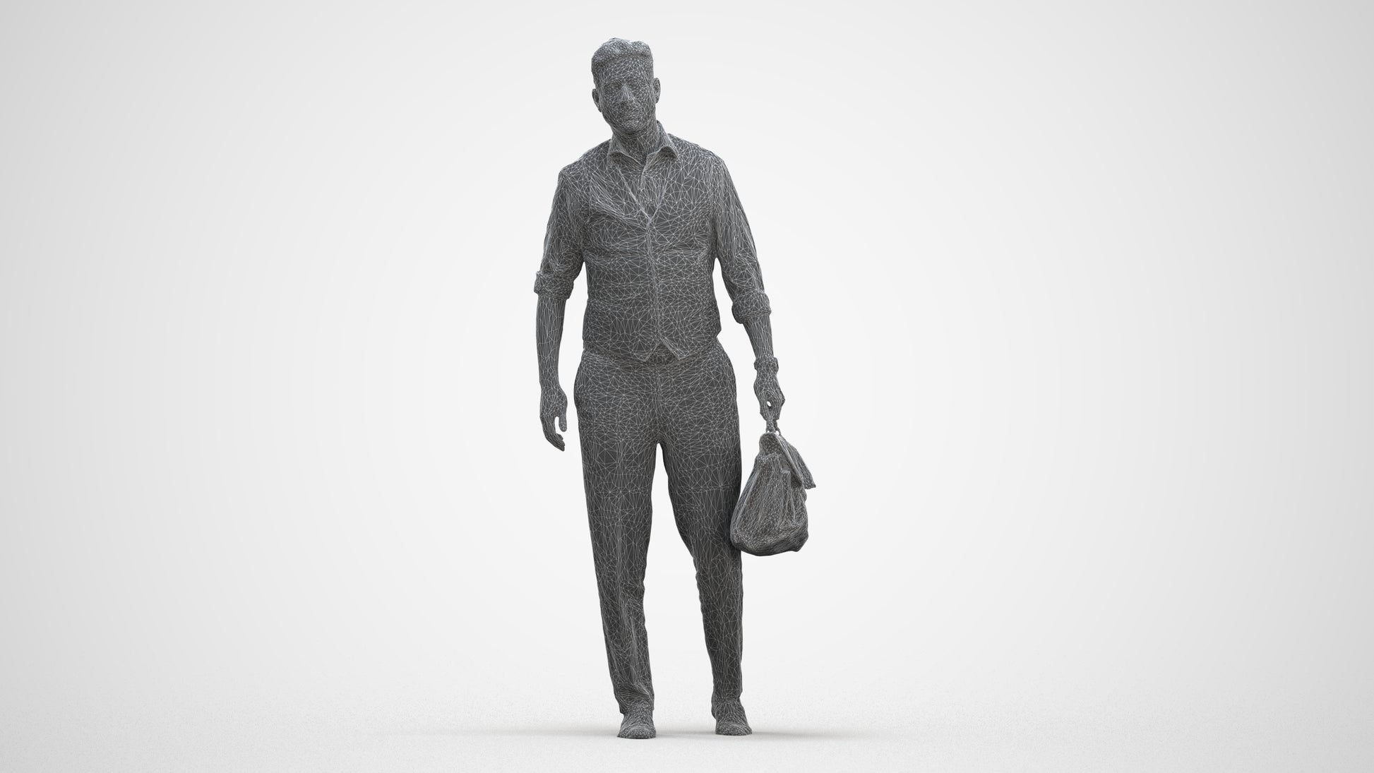 realistic 3D people man business walking, render-ready for V-Ray and Corona, FBX OBJ, three-quarter front view render