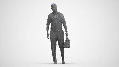 realistic 3D people man business walking, render-ready for V-Ray and Corona, FBX OBJ, three-quarter front view render