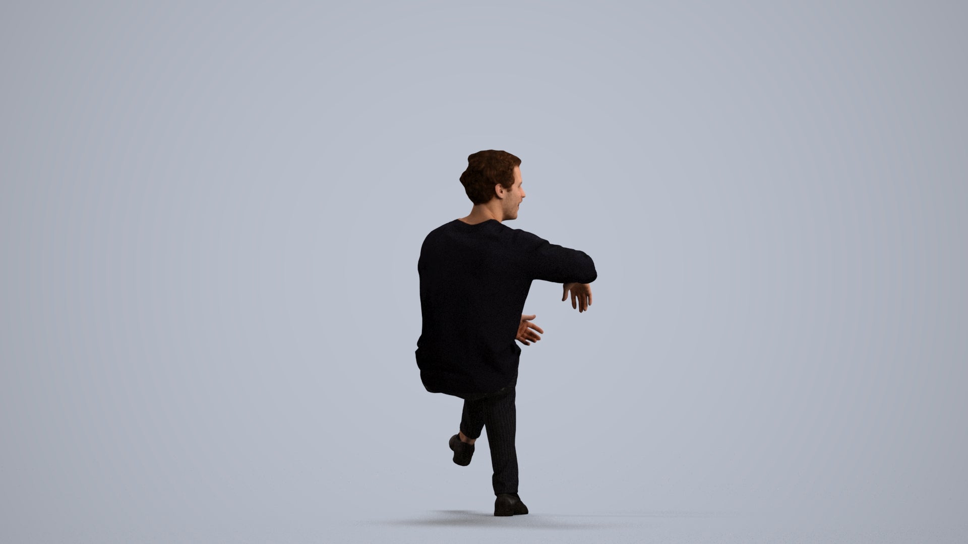 scanned 3D man casual sitting, photogrammetry people for Enscape and V-Ray, front view render