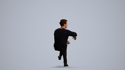 scanned 3D man casual sitting, photogrammetry people for Enscape and V-Ray, front view render