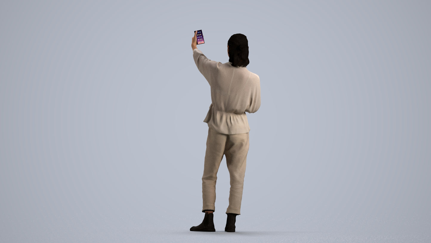 scanned 3D woman casual standing, photogrammetry people for Enscape and V-Ray, front view render