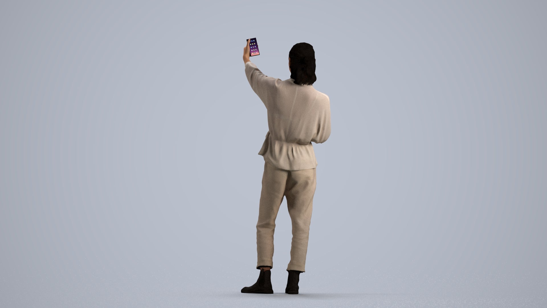 scanned 3D woman casual standing, photogrammetry people for Enscape and V-Ray, front view render