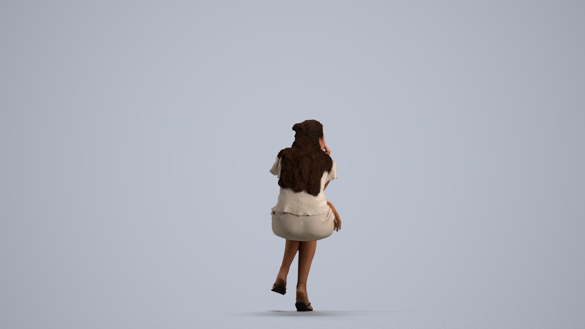 realistic 3D human woman casual sitting, archviz people FBX OBJ for Blender, front view render