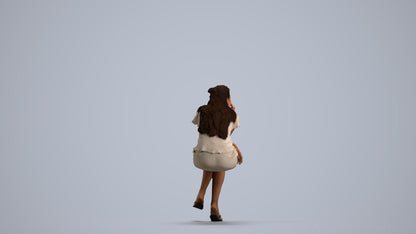 realistic 3D human woman casual sitting, archviz people FBX OBJ for Blender, front view render