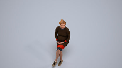 scanned 3D woman casual sitting, photogrammetry people for Enscape and V-Ray, back view render