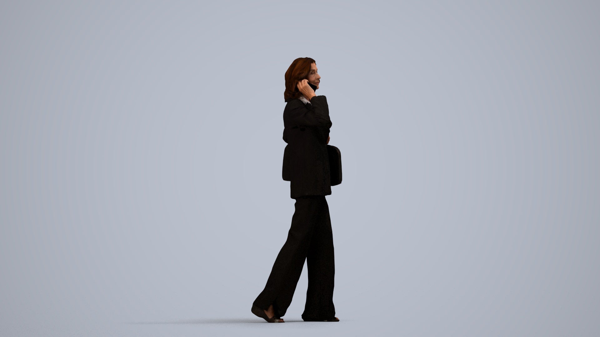 scanned 3D senior woman business walking, photogrammetry people for Enscape and V-Ray, side view render